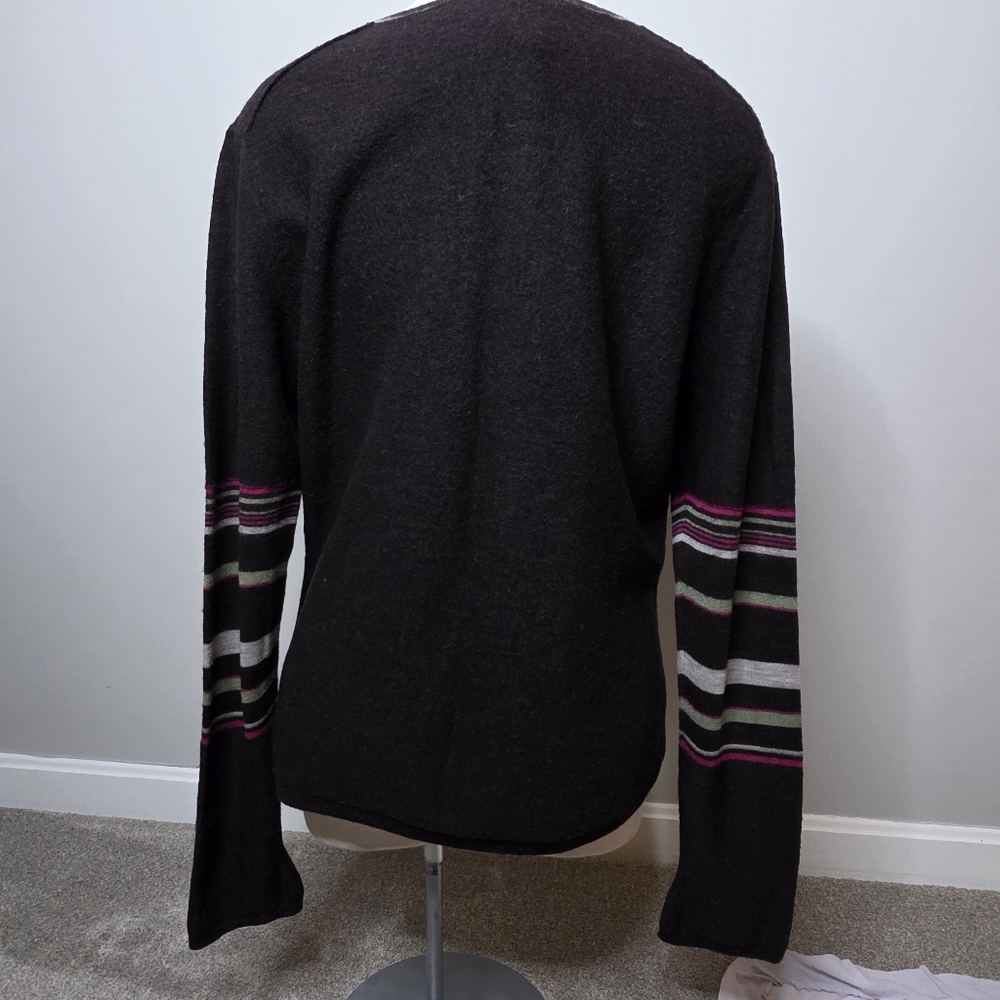Chocolate Brown Striped Sweater XL Smartwool - Picture 3 of 8
